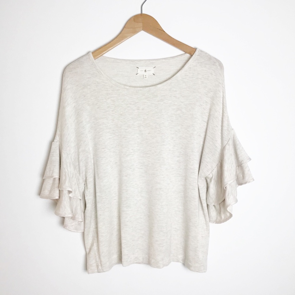 LOU & GREY Ruffle Short Sleeve Top